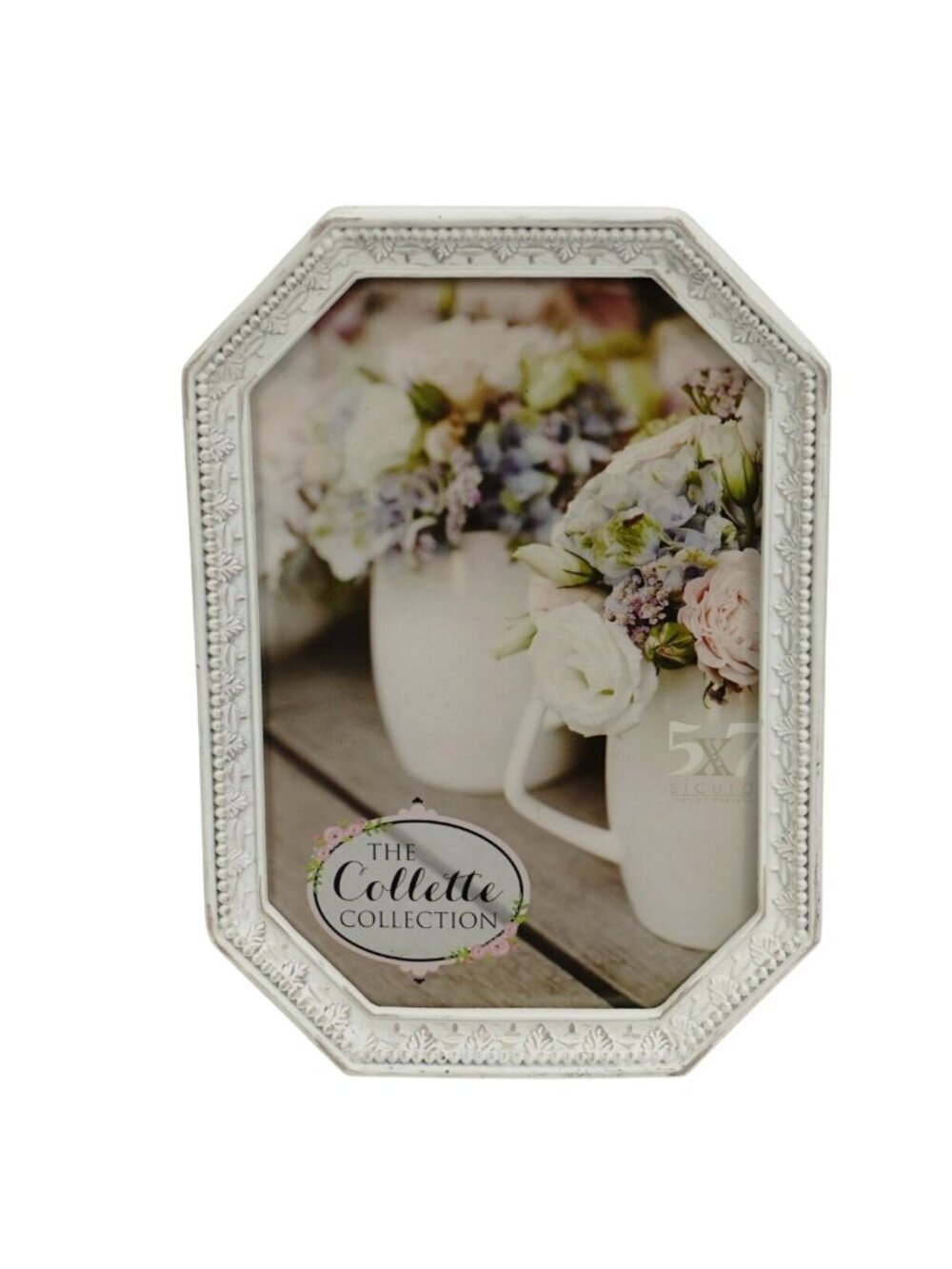 SICURA Colette Collection Frame 5x7 White Shabby Chic Cottage Picture Frame